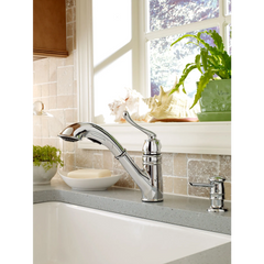Dorsey Chrome one-handle low arc pullout kitchen faucet