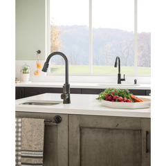 Bridgestone Mediterranean bronze one-handle high arc pulldown kitchen faucet