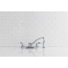 Adler Two-handle Low Arc Kitchen Faucet With Optional Knob Or Lever Handles