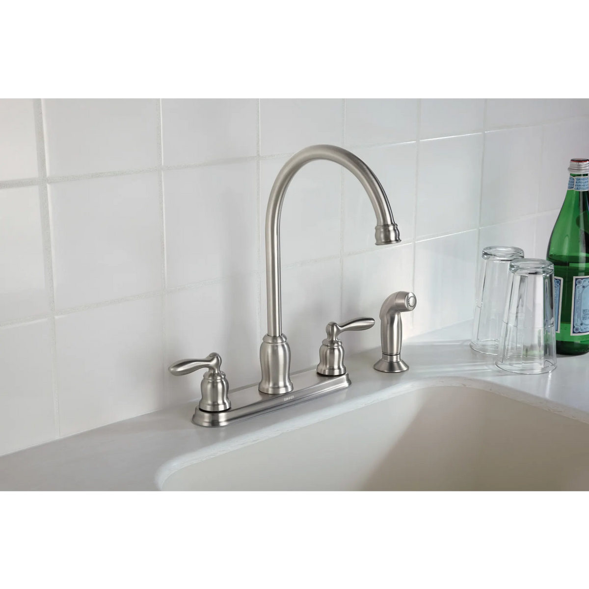 Caldwell Matte black two-handle high arc kitchen faucet