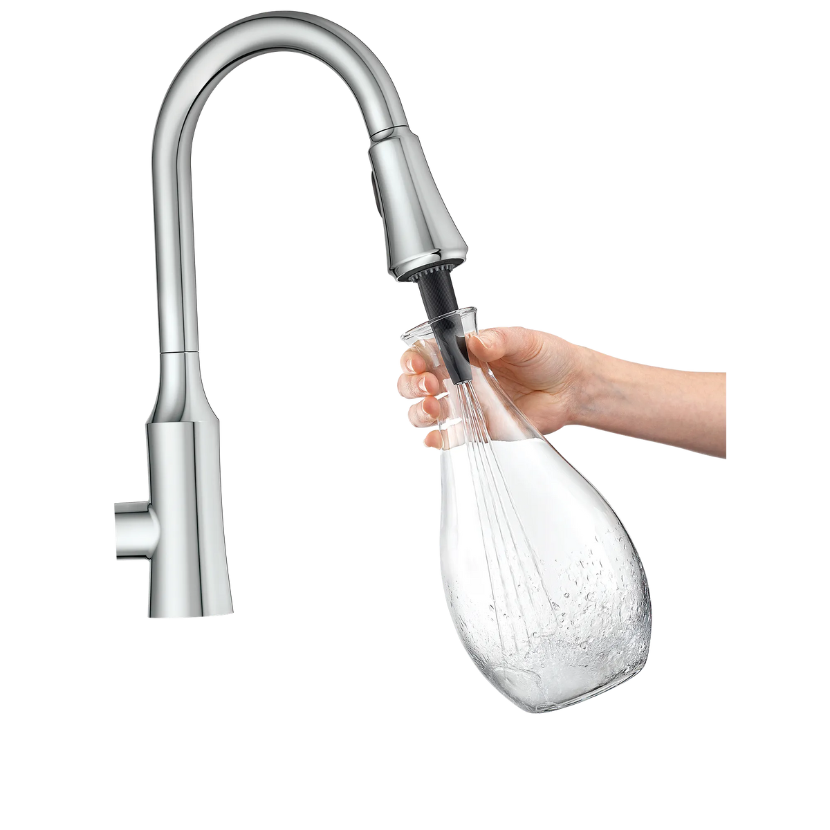Venango Chrome One-Handle High Arc Pulldown Kitchen Faucet