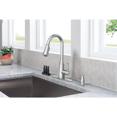 Venango Chrome One-Handle High Arc Pulldown Kitchen Faucet