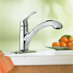 Renzo Chrome one-handle low arc pullout kitchen faucet
