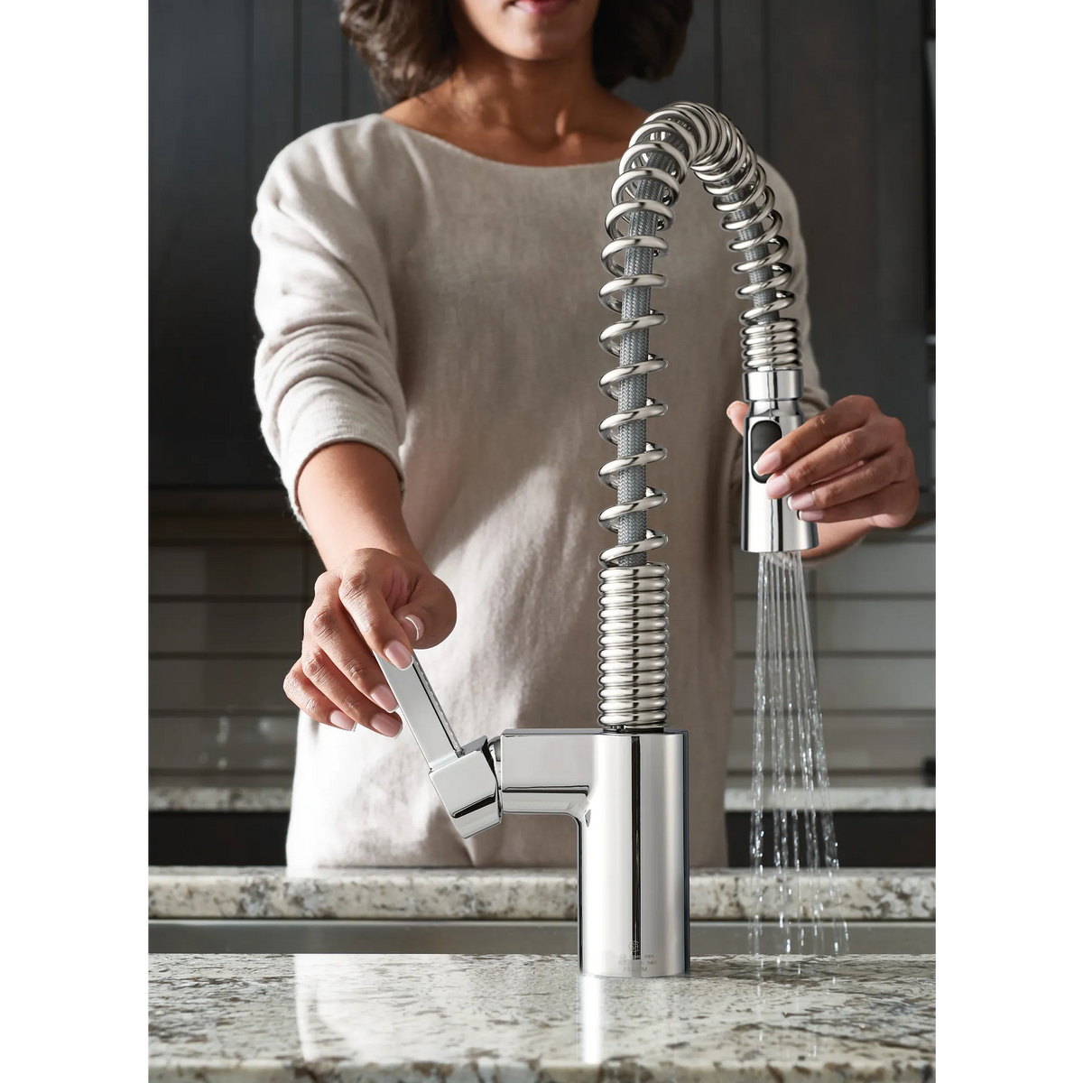 Irvine Chrome One-Handle High Arc Pulldown Kitchen Faucet