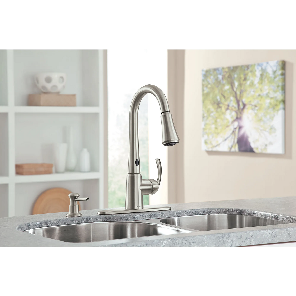 Delaney with MotionSense Spot Resist Stainless One-Handle High Arc Pulldown Kitchen Faucet