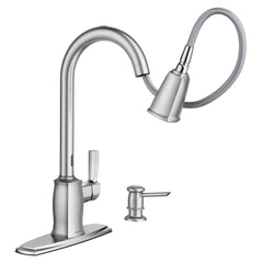 Spot resist stainless one-handle high arc pulldown kitchen faucet