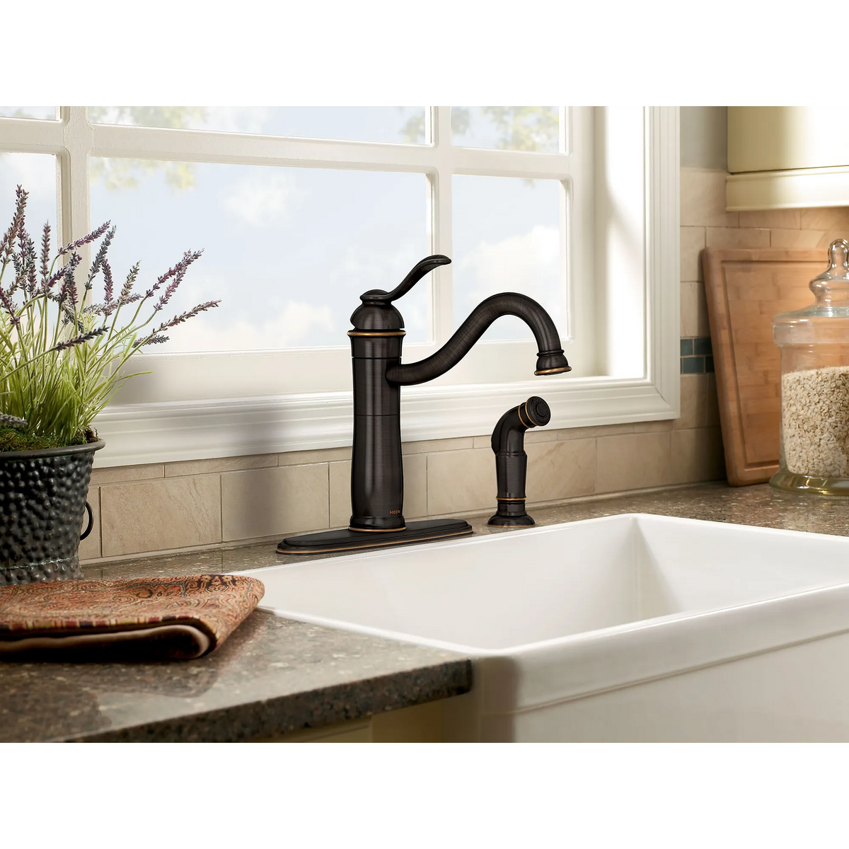 Walden Mediterranean Bronze (MB) One-Handle High Arc Kitchen Faucet