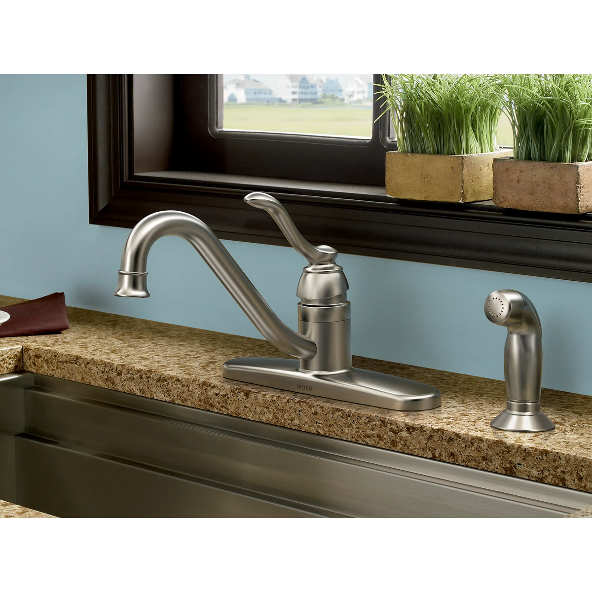 Banbury Spot resist stainless One-Handle Low Arc Kitchen Faucet
