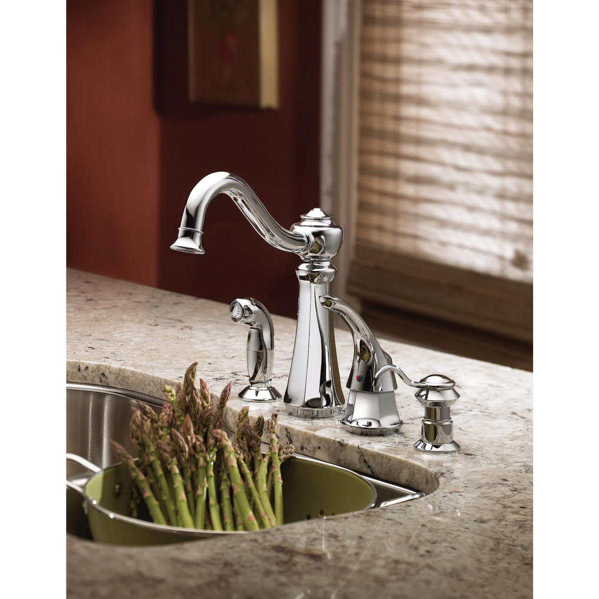 Traditional Chrome one-handle high arc kitchen faucet