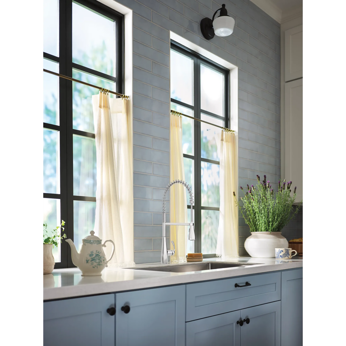 Essie One-Handle High Arc Pre-Rinse Spring Pulldown Kitchen Faucet