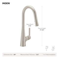 Ronan One-Handle Pulldown Kitchen Faucet with Swivel Control