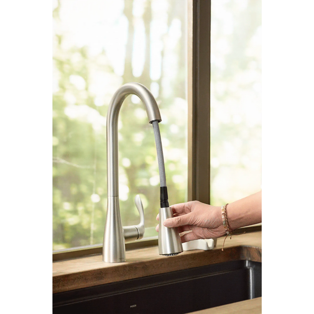 Georgene Spot resist stainless one-handle high arc pulldown kitchen faucet