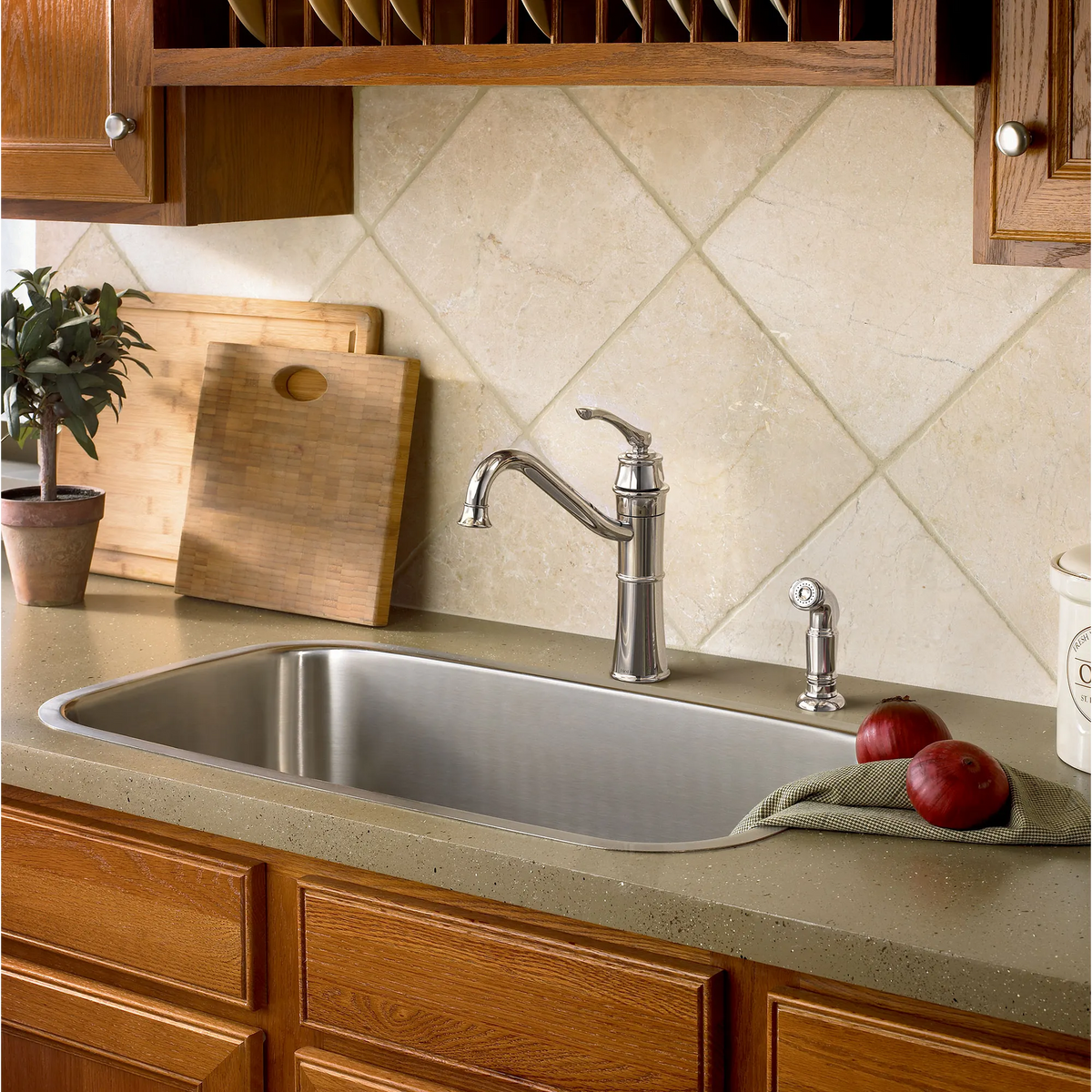 Wetherly Chrome One-Handle High Arc Kitchen Faucet