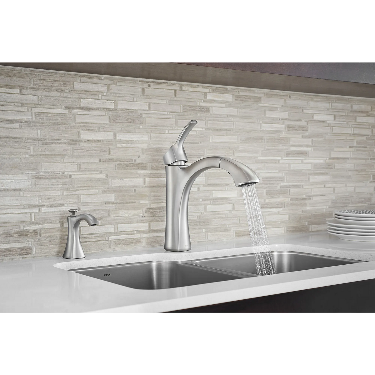 Voss Chrome One-Handle High Arc Pullout Kitchen Faucet