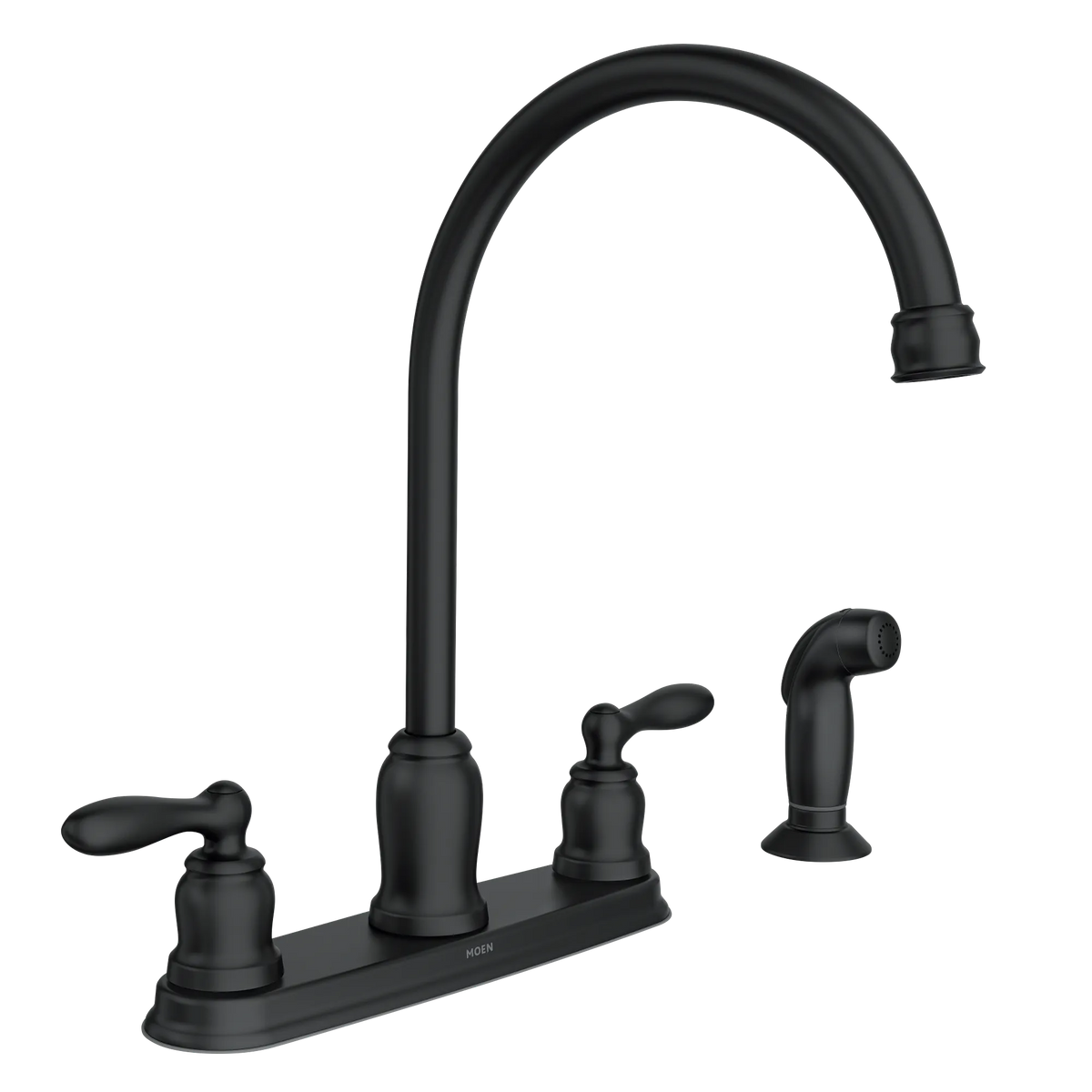 Caldwell Matte black two-handle high arc kitchen faucet