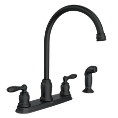 Caldwell Matte black two-handle high arc kitchen faucet