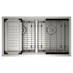 Luxe Chef 33" Workstation Undermount Double Bowl Sink With Accessories