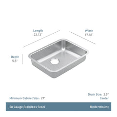 Prep 18" Stainless Steel  Undermount Single Bowl Sink