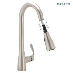 Georgene Spot resist stainless one-handle high arc pulldown kitchen faucet