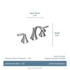 Voss Chrome two-handle high arc bathroom faucet