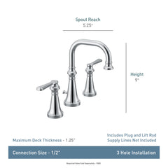 Colinet Chrome two-handle high arc bathroom faucet