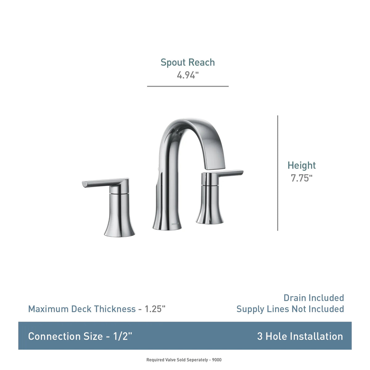 Doux Chrome two-handle high arc bathroom faucet