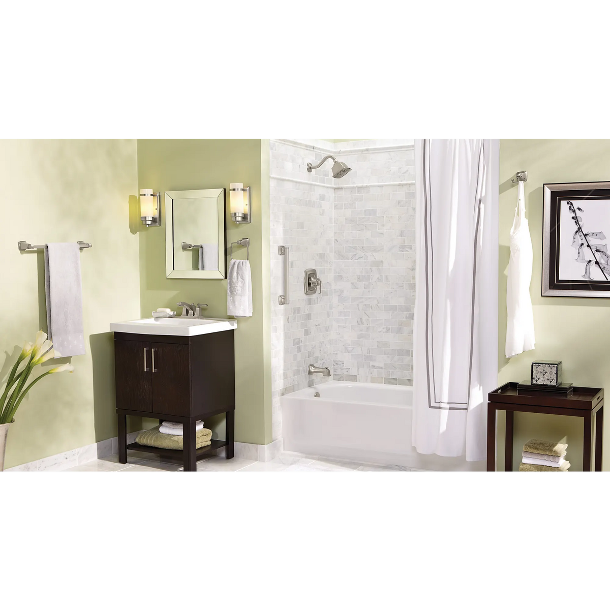 Boardwalk Brushed nickel 16" Designer Grab Bar