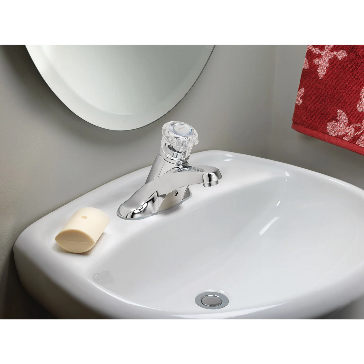 Adler Chrome one-handle low arc bathroom faucet