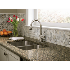 Terrace Chrome One-Handle High Arc Pulldown Kitchen Faucet