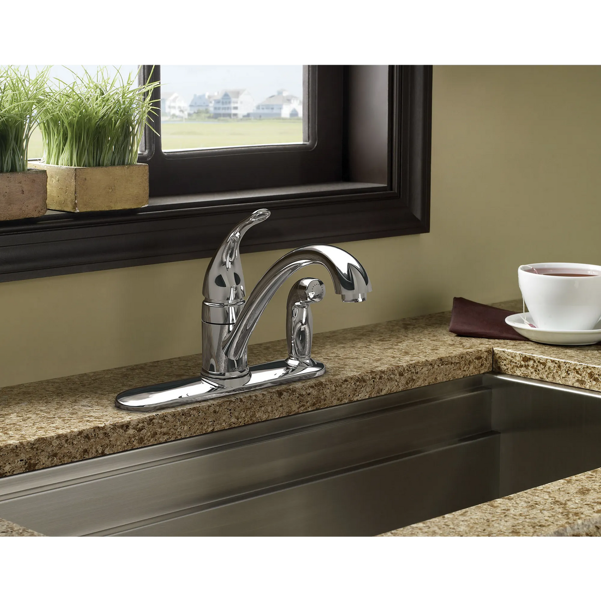 Torrance Chrome one-handle low arc kitchen faucet