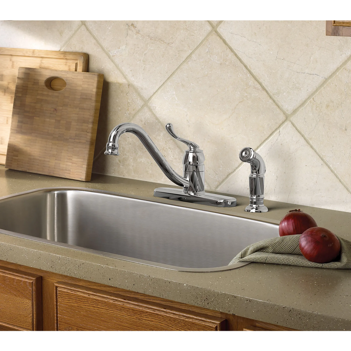 Muirfield Chrome one-handle low arc kitchen faucet