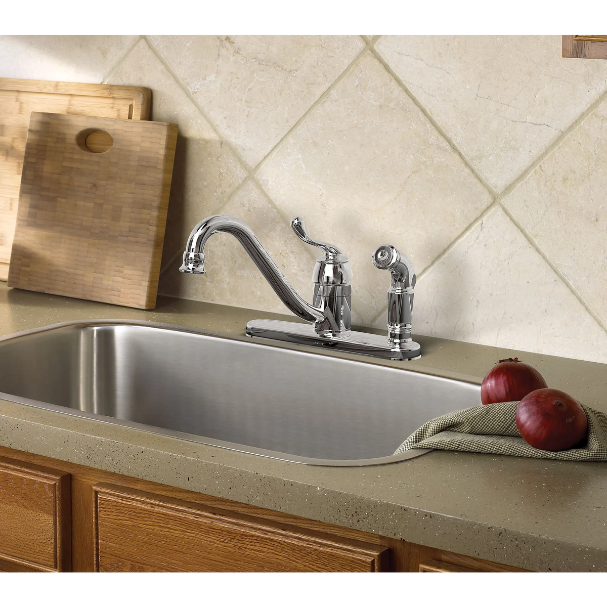 Muirfield Chrome one-handle low arc kitchen faucet