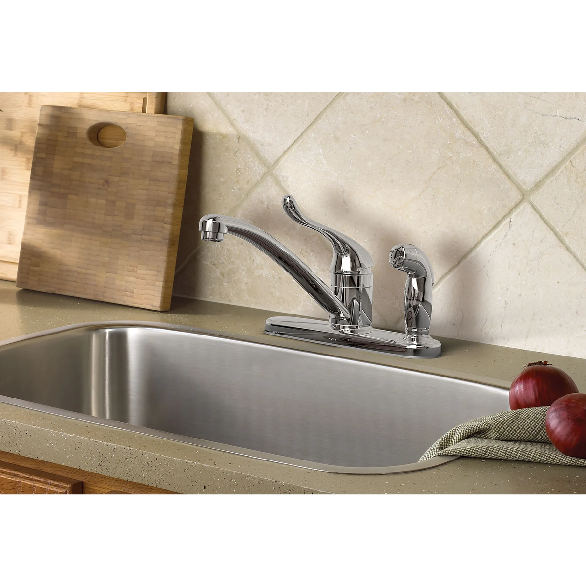 Adler Chrome One-Handle Low Arc Kitchen Faucet