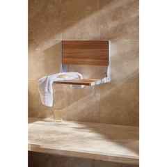 Moen Home Care Stainless and Teak Folding Shower Seat