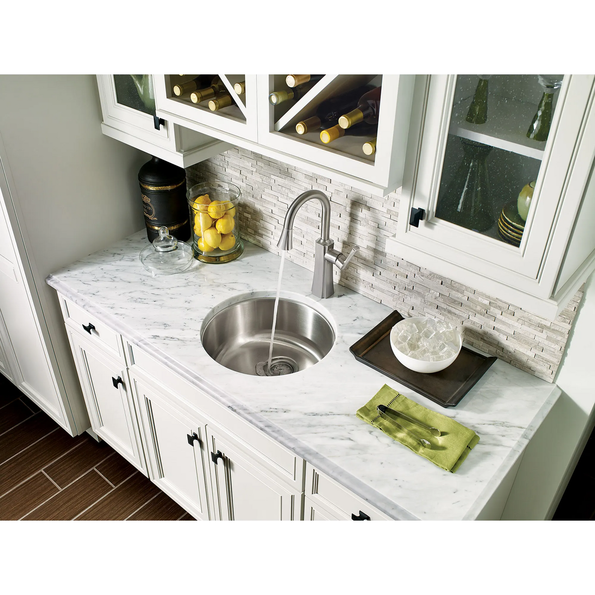 Etch Chrome One-Handle High Arc Pulldown Bar Faucet