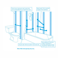 Moen Home Care Polished brass 24" Concealed Screw Grab Bar