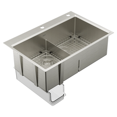 Luxe Chef™ 33” Workstation System Stainless Steel Dual Mount Double Bowl Sink