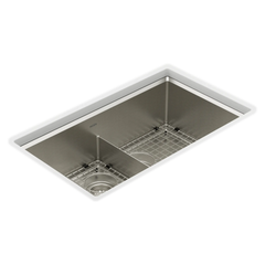 Luxe Chef™ 33” Workstation System Stainless Steel Dual Mount Double Bowl Sink