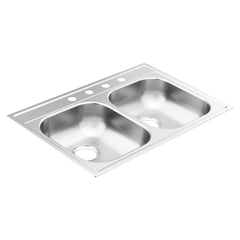 2000 Series 33"x22" 20 Gauge Double Bowl Drop In Sink