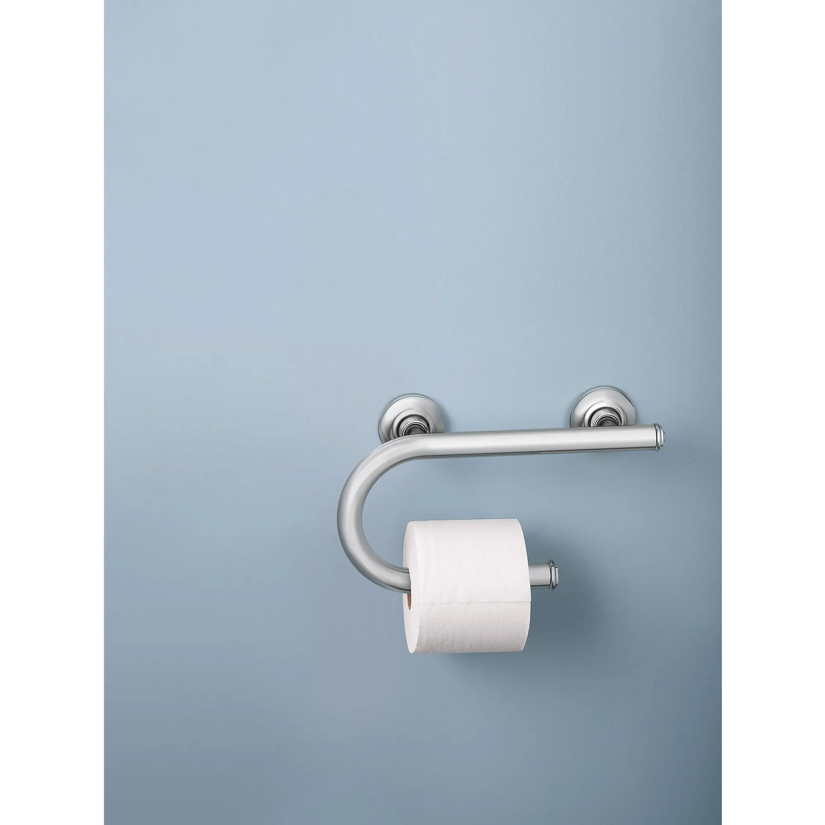 Chrome 8" Grab Bar with Toilet Paper Holder