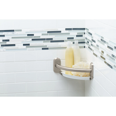 Chrome 9" Grab Bar with Corner Shelf