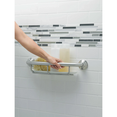 Brushed nickel 16" Grab Bar with Shelf
