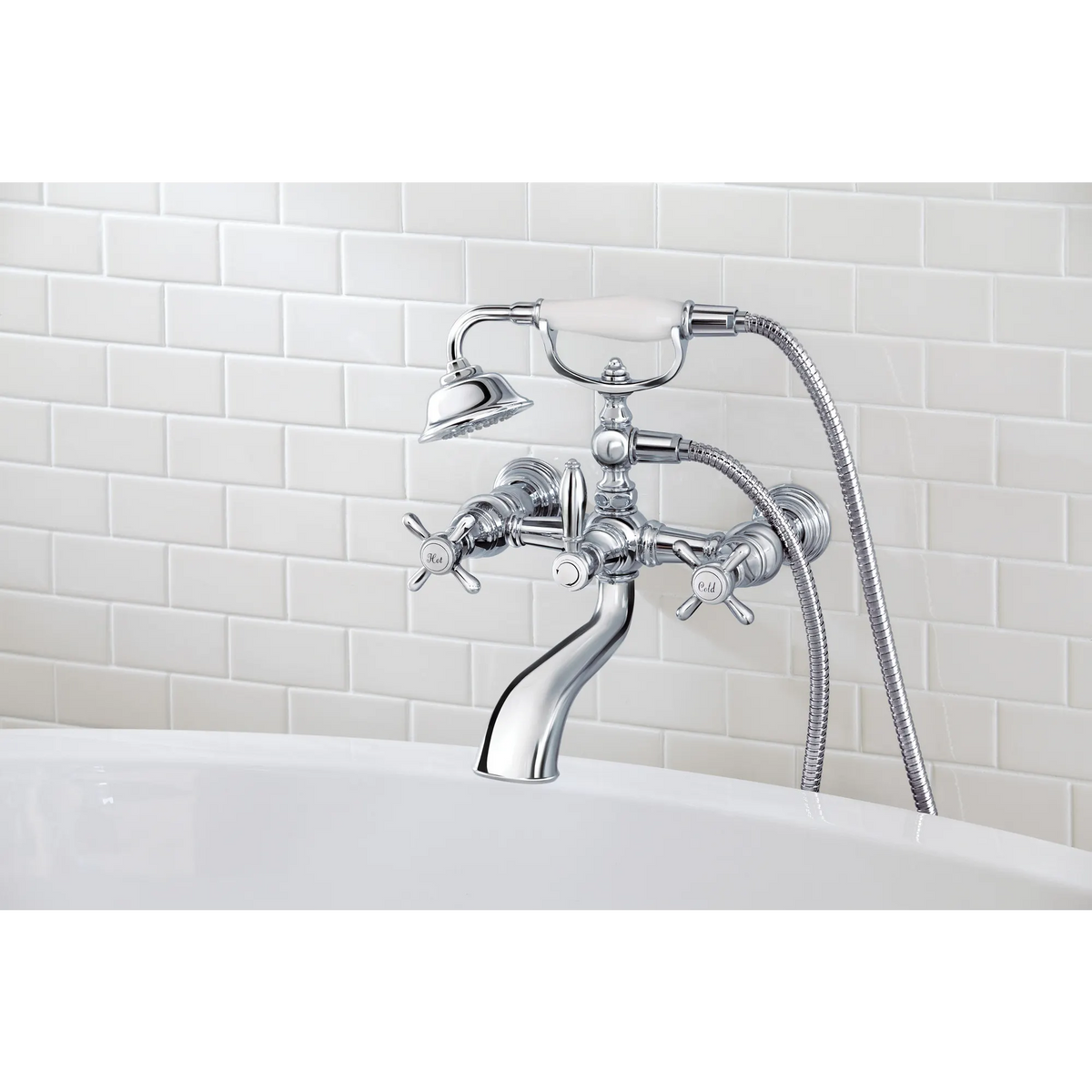 Weymouth Chrome Two-Handle Tub Filler including Handheld Shower