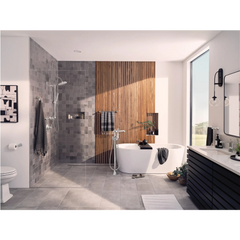 Flara Chrome one-handle tub filler includes hand shower