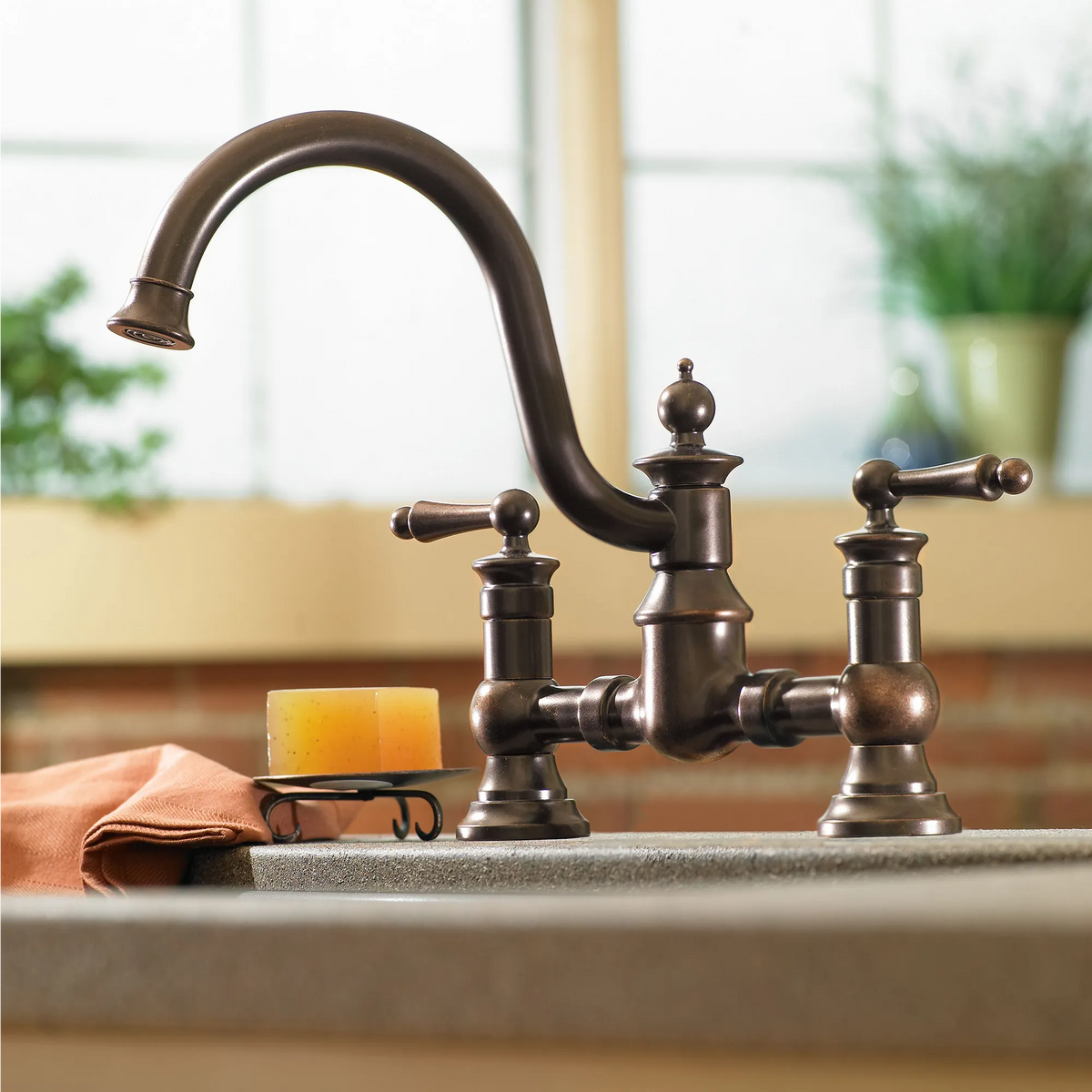 Waterhill Chrome Two-Handle High Arc Kitchen Faucet