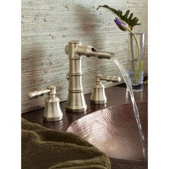 Bamboo Brushed nickel two-handle open waterway bathroom faucet
