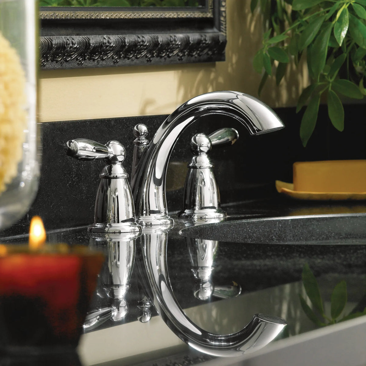 Brantford Chrome two-handle low arc bathroom faucet
