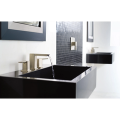 90 Degree Chrome Two-Handle Low Arc Bathroom Faucet