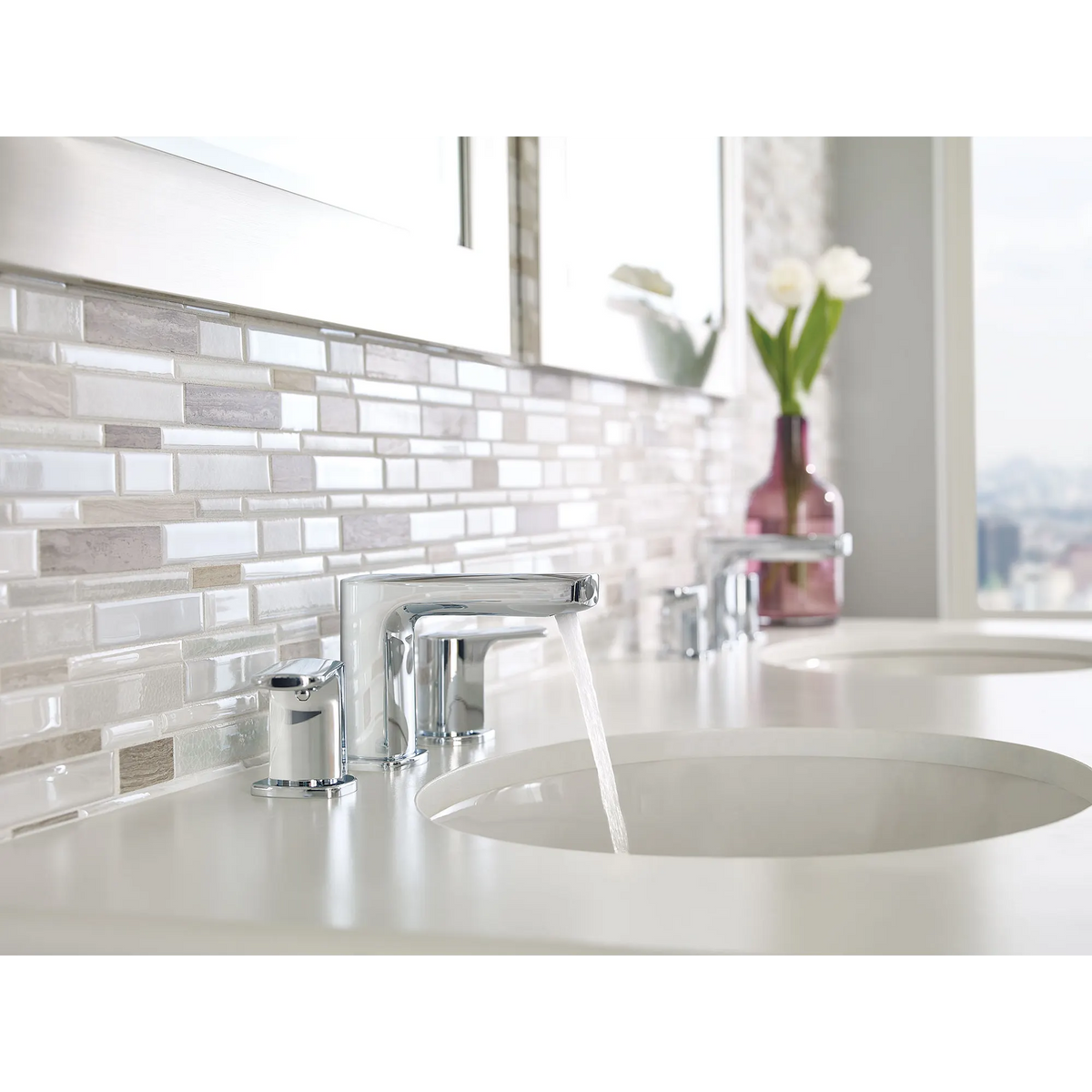 Rizon Chrome two-handle high arc bathroom faucet
