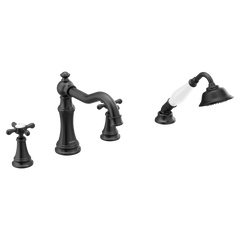 Weymouth Chrome Two-Handle Diverter Roman Tub Faucet including Handheld Shower